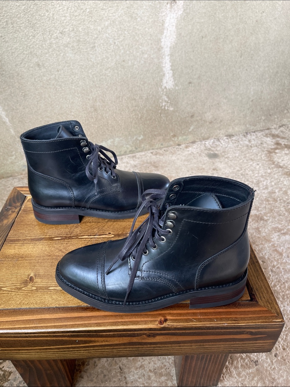 Thursday Captain Men's 6.5 Black Leather Lace-Up Cap-Toe Boots